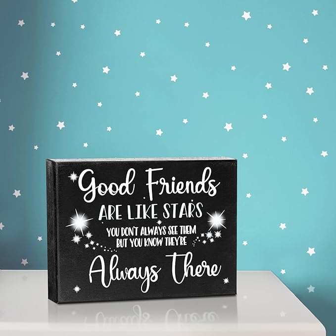Good Friends Are Like Stars Wooden Sign – Sentimental Gift for Best Friend, Rustic Wall Hanging Decor, Friendship Keepsake, American Made, Thoughtful Birthday-Ruum Studio Home