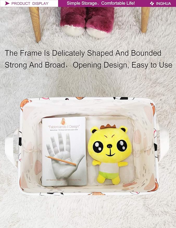 Rectangular Storage Basket Fabric Organizer Bin for Toys,Books,Clothes,Gifts,Pets-Perfect for Home,Office,Nursery,Dorm,Shelf(Rec ball game)-Ruum Studio Home