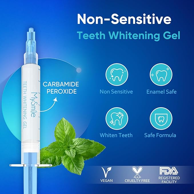 MySmile Teeth Whitening Kit for Sensitive Teeth with LED Light, 10 Min Non-Sensitive Fast Tooth Whitener, 3 Carbamide Peroxide Whitening Gel, Powerful Formula, Enamel Safe-Ruum Studio Home