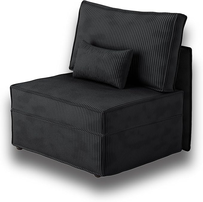 HOOOWOOO Modular Sectional Sofa Couch,Matching Free Combination Cloud Couch Armless Chair(Black Corduroy)-Ruum Studio Home