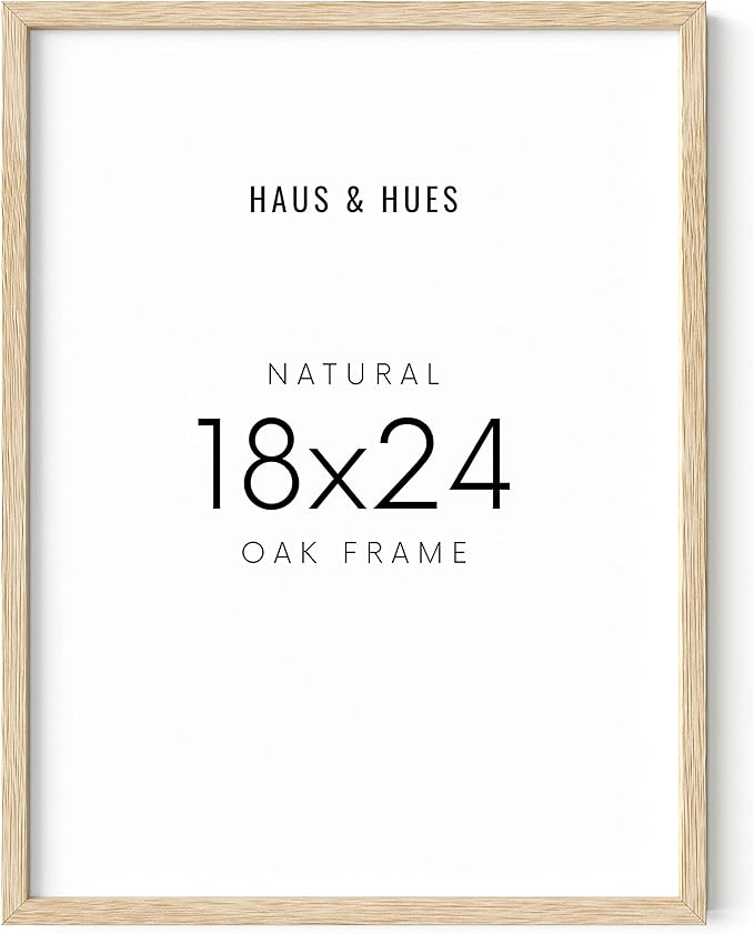 HAUS AND HUES Beige 18 x 24 Poster Frame - 18 x 24 Picture Frame, Wall 18x24 Frame, 18x24 Wood Frame, 24x18 Poster Frame, Wooden Picture Frame 18 x 24, Art 18 x 24 Frame (Beige Oak Frame)-Ruum Studio Home