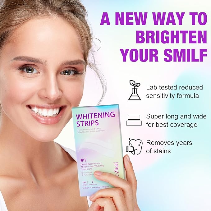 Teeth Whitening Strips,7-Day whitening Strips,Sensitive Teeth Whitener,Enamel Safe for Whiter Teeth,Deep Stains Removal,nstant Teeth Whitening Without The Harm (14pcs)-Ruum Studio Home