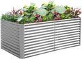 Land Guard 8x4x3ft Rectangular Galvanized Raised Garden Beds, Large-Capacity Metal Planter Box Outdoor, Durable Deep Raised Garden Bed 3ft Tall, Raised Beds for Gardening Vegetables, Classic Silver-Ruum Studio Home