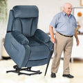 Power Lift Chair Recliners for Elderly, Modern Adult Power Lift Recliner, Velvet Upholstery Electric Lift Chair Recliner with Remote Side Pocket for Living Room(Navy Blue)-Ruum Studio Home