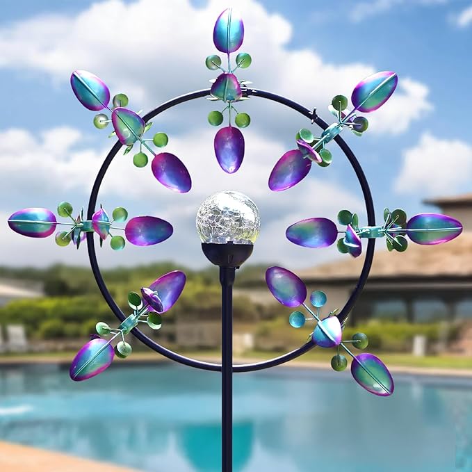 Large Solar Wind Spinner Outdoor, Metal Wind Sculpture Kinetic for Patio Garden Yard Decor, Gift for Family or Friends-Ruum Studio Home
