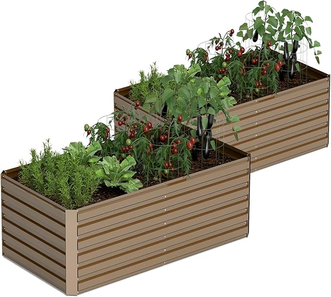 6x3x2 ft Raised Garden Bed, Large Metal Planter Raised Beds, Planters for Outdoor Plants for Vegetables, Flowers, Herbs, Fruits, and Succulents.(2 Pcs)-Ruum Studio Home