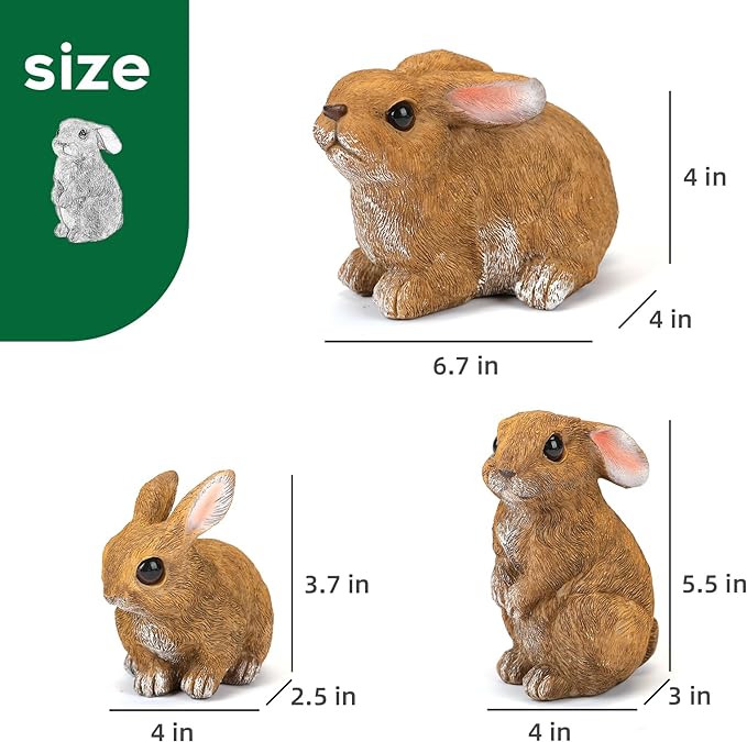 Bunny Decor Yard Decorations Outdoor Set of 3, Bunny Decorations for Home Garden Outdoor Statues, Easter Rabbit Figurines mom Gifts-Ruum Studio Home