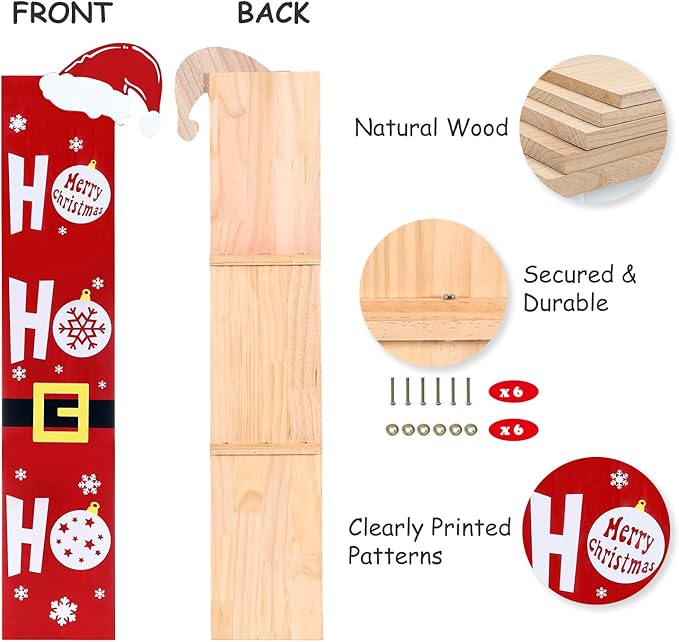 HOMCDALY Wooden Santa Welcome Sign for Front Porch and Door, Outdoor Christmas Porch Decor and Farmhouse Decorations (47in)-Ruum Studio Home