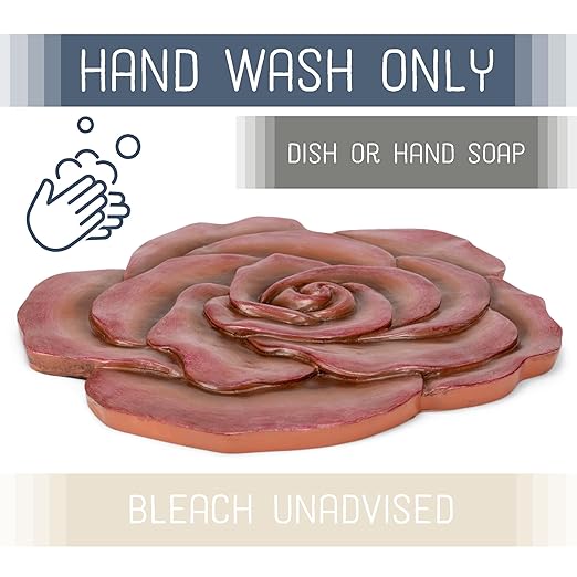 NAT & Jules Rose Flower Shaped Dimensional Indoor Outdoor 12 inch Cast Resin Decorative Garden Stepping Stone, Patio, Walkway Sculpture Yard Art, Colorful Blush-Ruum Studio Home