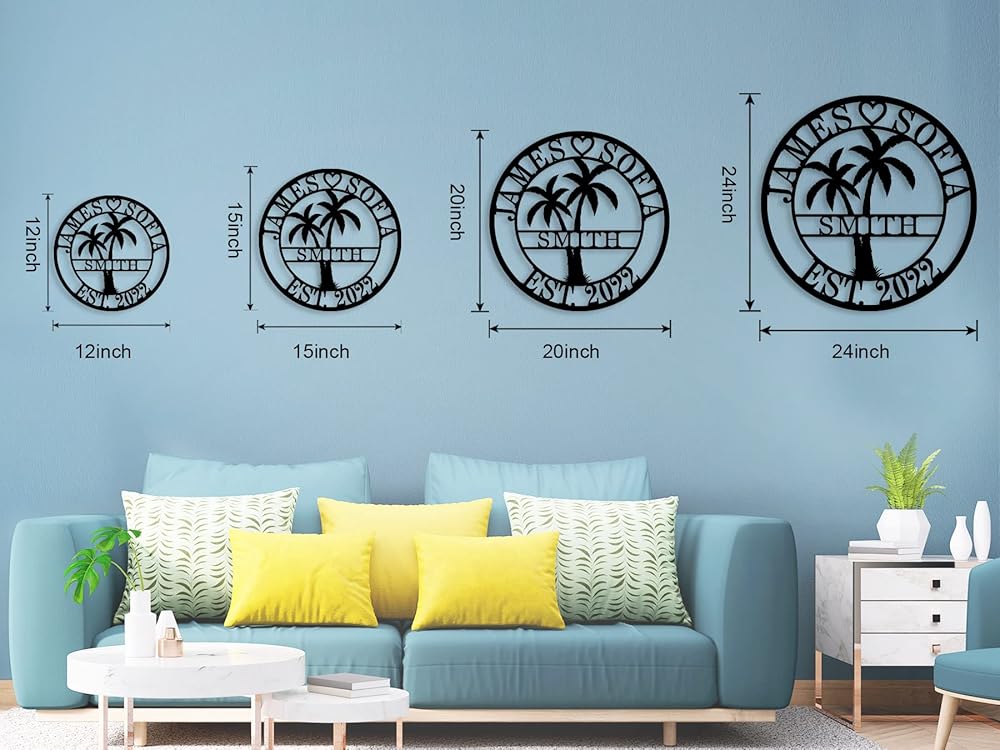 Personalized Metal Palm Tree Sign, Custom Signs Outdoor Palm Tree, Personalized Palm Tree Sign, Metal Palm Anniversary Gift, Palm Tree Metal Wall Art, Custom Metal Sign with Palm Tree-Ruum Studio Home