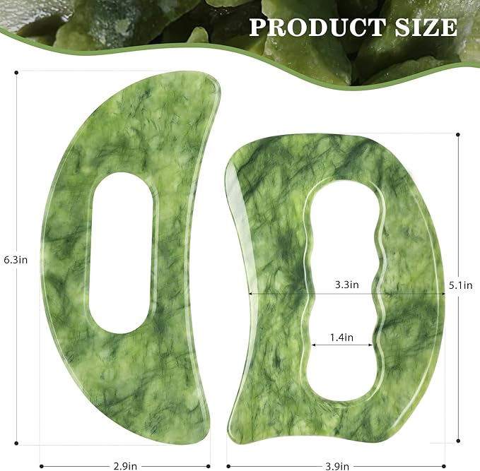 Jade Stone Large gua sha Massage Tool, Gua Sha Body Tool with Hand Grip, Muscle Scraper Tools Set,Scraping Massage Tools for Physical Therapy,Derma Edge & GuaSha Massage Scraper Tool-Ruum Studio Home