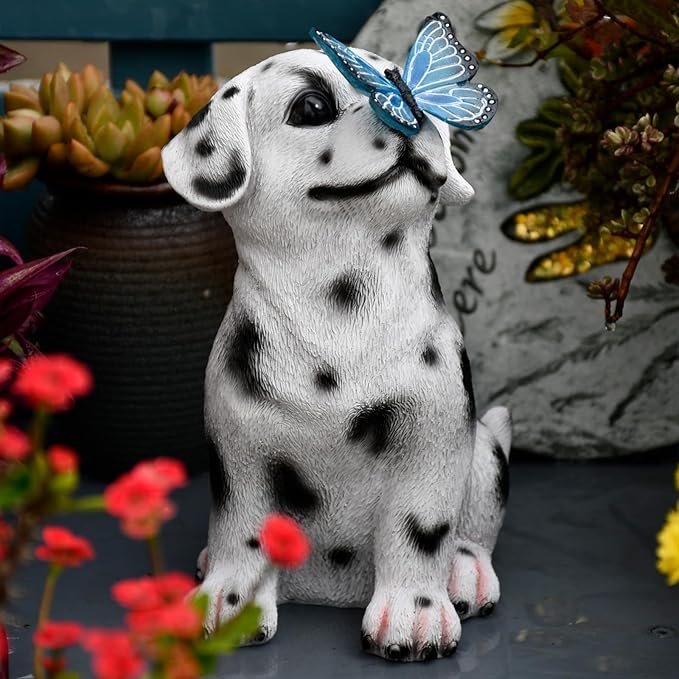 Dog Garden Figurines Outdoor Decor Solar Statue with LED Lights for Patio Lawn Yard Art Decoration Housewarming Garden Gift-Ruum Studio Home