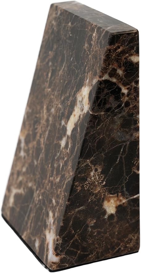 Decorative Bookends for Bookshelves, Set of 2 Marble Bookends for Living Room, Office, Bedroom, Heavy Duty,2 Pieces, Brown-Ruum Studio Home