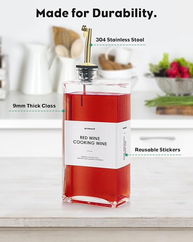 Olive Oil Dispenser For Kitchen, Glass Oil Bottle 500ML Oil And Vinegar Dispenser Set Of 2, Cooking Oil Dispenser With 2 Stainless Steel Pourers & 44 Labels, Soy Sauce Dispenser, Coffee Syrup Bottles-Ruum Studio Home