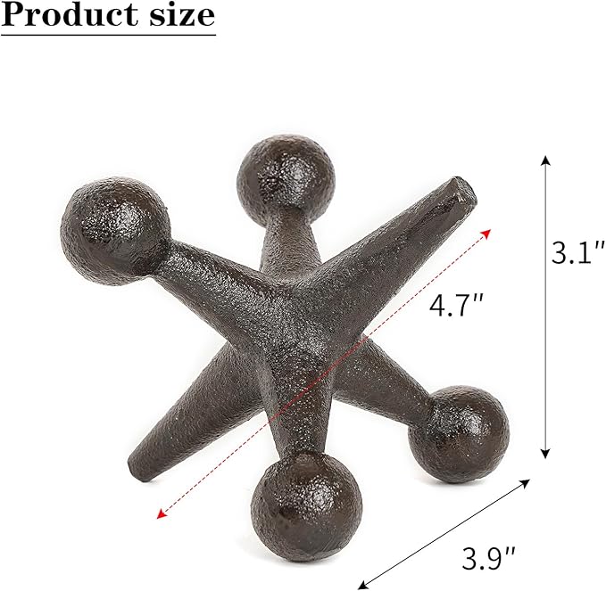 Sungmor Cast Iron Decorative Jack Statue, Home Office Accent Figurine, Antique Brown Jack Sculpture for Bookcase or Table Decoration, Creative Bookends, Paperweight, Door Stop-Ruum Studio Home