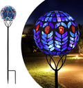 Afirst Solar Outdoor Garden Lights Decorative - Mosaic Solar Stakes Gazing Ball Waterproof Outdoor Lights Stakes for Pathway Yard Lawn Decoration(Multi)-Ruum Studio Home