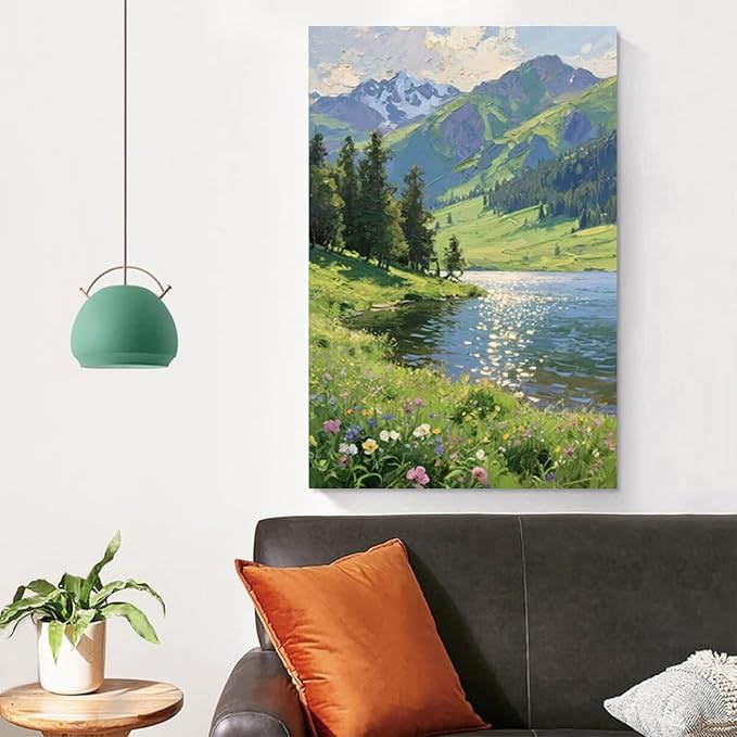 The scenery of mountain streams and green meadows is suitable for living rooms bedrooms offices landscape posters and wall paintings-Ruum Studio Home