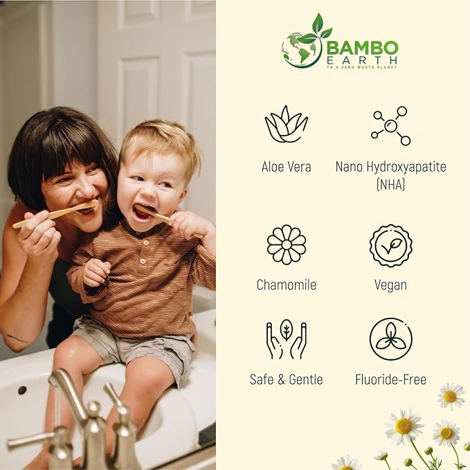 Natural Fluoride Free Toothpaste - Nano Hydroxyapatite, Remineralizing, Sensitive Teeth, Whitening & Zero Waste Tube - Dentist Recommended for Adult & Kids Oral Aloe Vera & Chamomile (4 Pack, Aloe)-Ruum Studio Home
