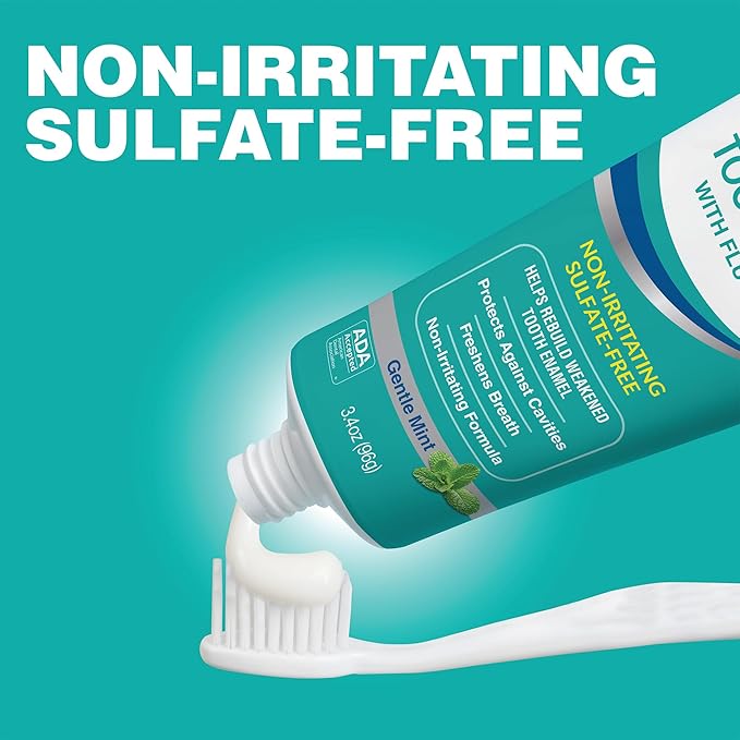 CloSYS Fluoride Toothpaste, 3.4 Ounce, Travel Size, Gentle Mint, TSA Compliant, Whitening, Enamel Protection, Sulfate Free-Ruum Studio Home