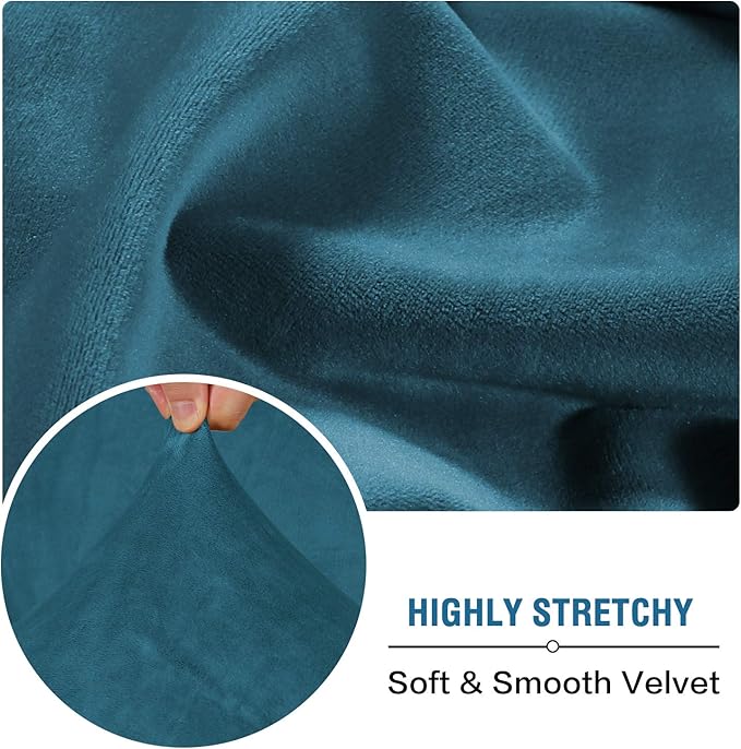 H.VERSAILTEX Velvet Stretch Couch Cushion Cover Plush Cushion Slipcover for Chair Loveseat Sofa Cushion Furniture Protector Seat Cushion Sofa Cover (2 Piece Medium Sofa Cushion Covers, Deep Teal)-Ruum Studio Home