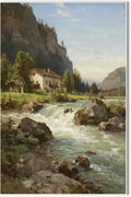 Vintage landscape rural scenery poster art farmhouse cottage wall decor living room kitchen quiet country stream suitable for bedroom bathroom-Ruum Studio Home