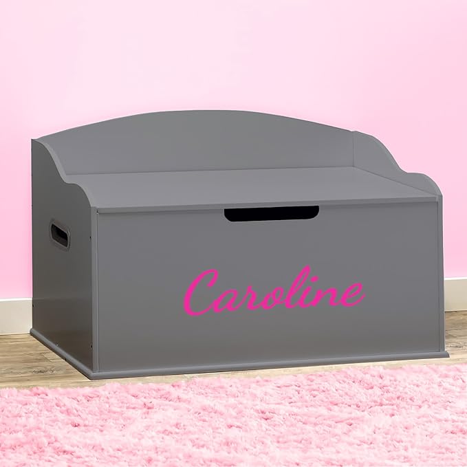 DIBSIES Personalized Creative Wonders Toy Box, Signature Series for Girls, 30 x 19.25 x 18 inches, Soft-Close Lid (Dovetail Grey)-Ruum Studio Home