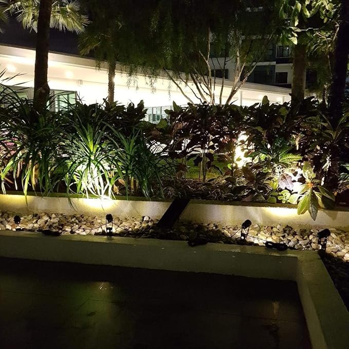 4-Spotlight Mini 50X Solar-Powered LED Spotlight (Cool White LED), Black Finish, Outdoor Garden Yard Landscape Downlight-Ruum Studio Home