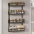 4-Tier Small Wall Mounted Spice Rack Organizer, Hanging Spice Shelf for Cabinet or Pantry, Height-Adjustable Seasoning Holder for Kitchen Storage, Black-Ruum Studio Home