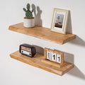 Axeman 24 inch Floating Shelves for Wall - 8'' D Live Edge Rustic Solid Elm Wood Floating Shelves Wall Mounted, Wall Shelves with Invisible Bracket for Living Room Bedroom Kitchen, Set of 2 Natural-Ruum Studio Home