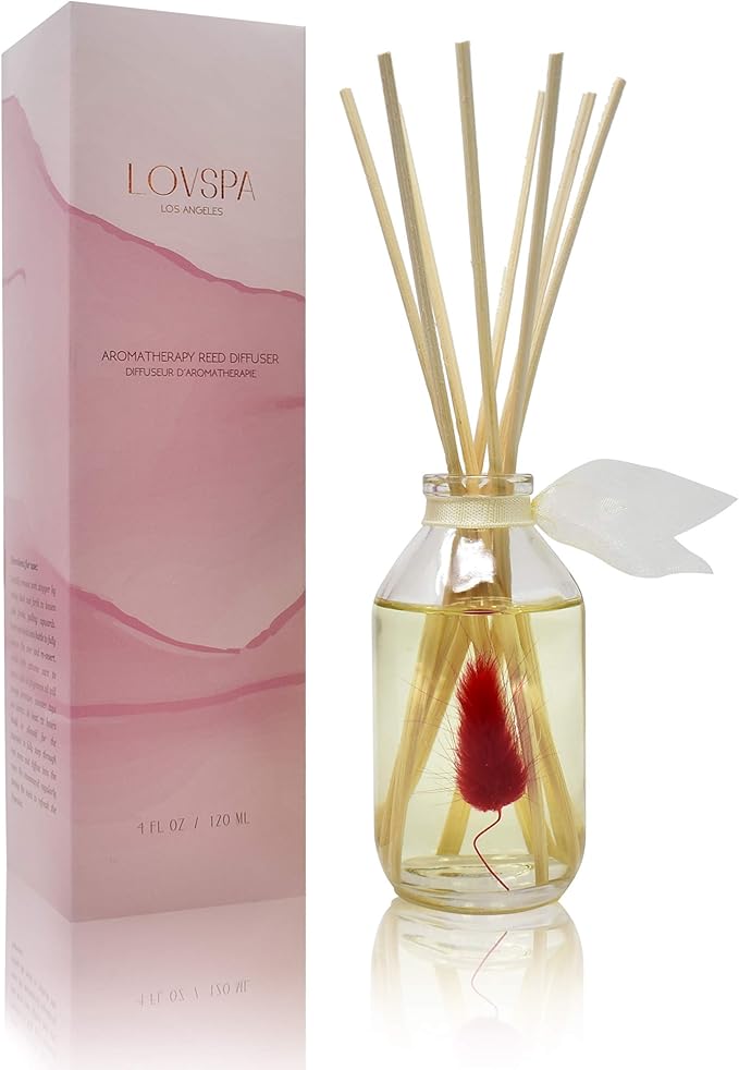 LOVSPA Reed Diffuser Set, Palo Santo Scented Oil Diffuser with Sticks, Home Fragrance Accessories for Bathroom Shelf Decor, Aroma Diffusers for Home or Office Fall Decor, USA Made-Ruum Studio Home