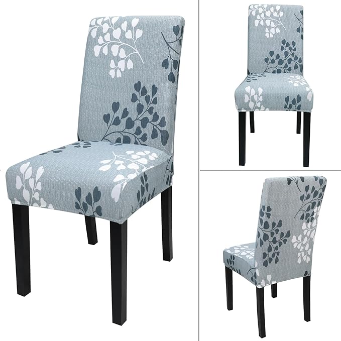 JQinHome Pattern Chair Covers for Dining Room Set of 6, High Stretch Removable Washable Parsons Chair Slipcover for Home Party Hotel Wedding Ceremony (Flower,6PCS)-Ruum Studio Home
