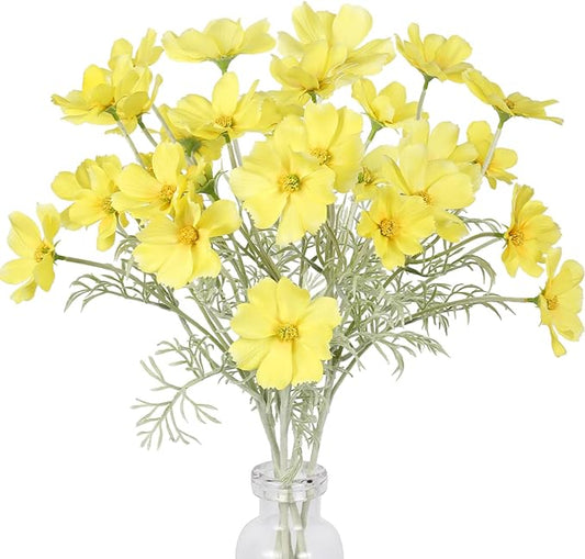 IPOPU Fake Yellow Flowers Artificial Daisies 5PCS Silk Cosmos Fake Daisies Wild Flowers 24.5”Artificial Wildflowers Table Decor for Baby Shower Centerpieces Wedding Bouquet (Yellow)-Ruum Studio Home