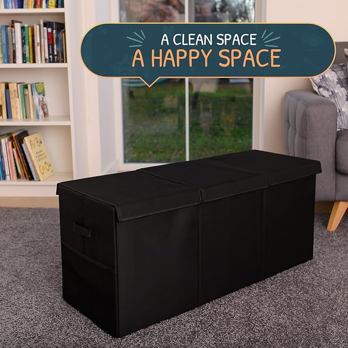 Extra Large Toy Storage Organizer with Lid - Sturdy, Collapsible Toy Chest Storage Box Design - Toys Bin with Dividers for Kids, Nursery, Bedroom, Playroom 37"x16"x14"-Ruum Studio Home