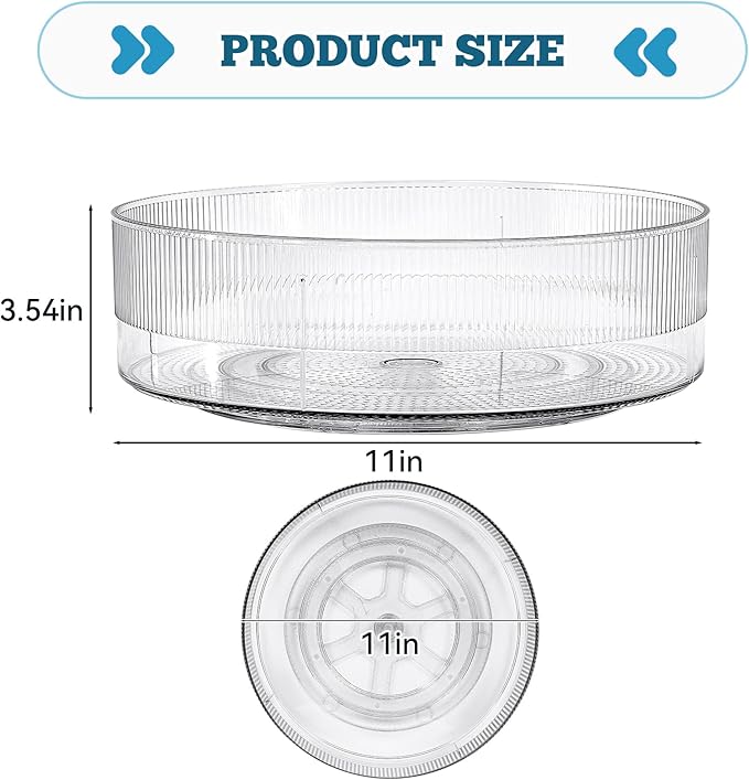 FreshKeeper Plastic Lazy Susan Organizer, Clear Pantry Lazy Susan Turntable for Cabinet and Kitchen 11’’-Ruum Studio Home