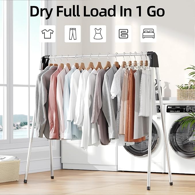 APEXCHASER Clothes Drying Rack Foldable, Stainless Steel Laundry Drying Rack Collapsible, Clothes Hanger for Sweater Baby Clothes Towel for Indoor & Outdoor, Portable Clothes Airer for Travel-Ruum Studio Home