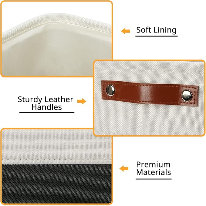 DULLEMELO Set Of 4 Cube Storage Bins, Fabric Storage Basket for Shelves Closet Nursery Toy Storage, 12 Inch Collapsible Fabric Bins for Toy Book Magazine Towel Organizers(4 Pack - 12" White&Black)-Ruum Studio Home