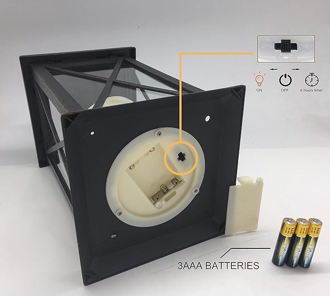 YAKii 14" Decorative Candle Lantern LED Flameless Candle Timer, Plastic LED Candle & Holder, Indoor & Outdoor Hanging Lights,Christmas Day Decoration Pack of 6 (Antique Copper Brushed)-Ruum Studio Home