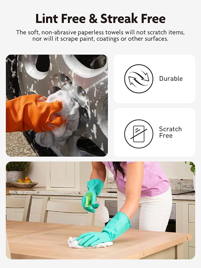 Fantasticlean Microfiber Cleaning Cloth Roll -40 Pack, Tear Away Microfiber Towels, 12" x 12", Reusable, Washable, Scratch Free, Ultra Absorbent Dish Rags for Car, Home, Garage or Shop (White)-Ruum Studio Home