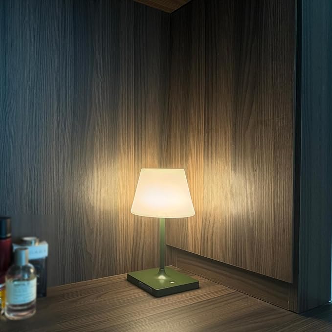 LED Cordless Table lamp Rechargeable,Outdoor Battery Operated Portable Desk lamp,Shower lamp Waterproof,4000mAh LED 3 Colors Dimmable Touch Night Lamps-Green-Ruum Studio Home
