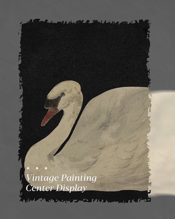 HUARCEY Gold Framed Vintage Wall Art for Living Room, Grace Swan Art Painting Pictures Rustic Animal Bathroom Prints Farmhouse Wall Decor Canvas Swan Shelf Decor for Kitchen Bedroom (Zwaan 12"x16")-Ruum Studio Home