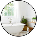 Fabuday Black Round Mirror 39 Inch - Big Circle Wall Mirror for Bathroom, Living Room, Hallway, Entryway, Matte Aluminum Frame Large Circular Mirrors for Wall Decor-Ruum Studio Home