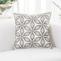 HWY 50 Grey Gray Decorative Throw Pillow Covers 18x18 Inch (1 Piece), Embroidered Cotton Farmhouse Cushion Cover Pillow Case for Sofa Couch Living Room Bed, Fashion Geometric-Ruum Studio Home