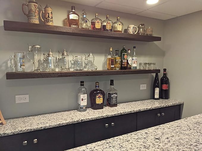 joelsantiques - 72 Inch Wooden Floating Shelves for Wall - 72x8x2 in - Made of Natural Wood - Long Heavy Duty Rustic Wall Shelves for Bedroom - Perfect for Living Room, Kitchen - Mocha-Ruum Studio Home