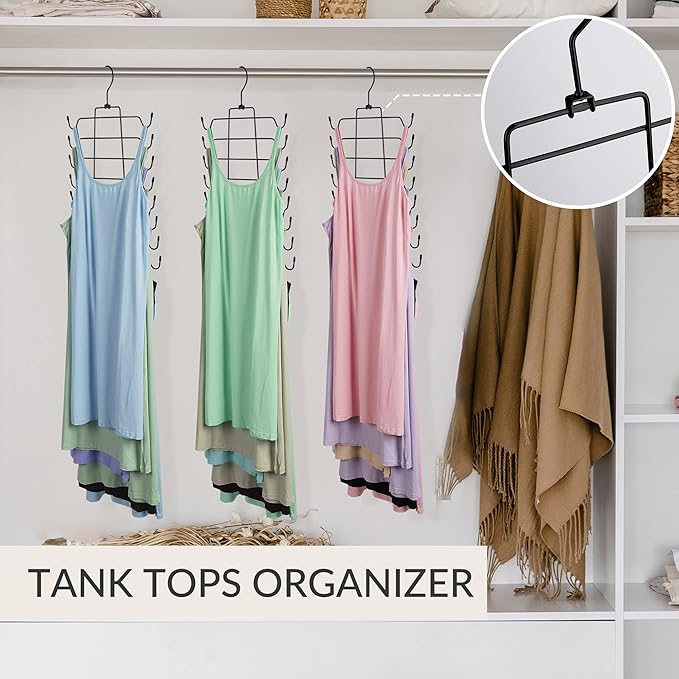 ZEDODIER Tank Top Hanger, Space Saving Bra Hangers, Non-Slip Hanging Sport Bras Holder, Closet Organizers and Storage for Camisoles Tank Tops Bras Ties Swimsuits Strappy Dress, Black-Ruum Studio Home