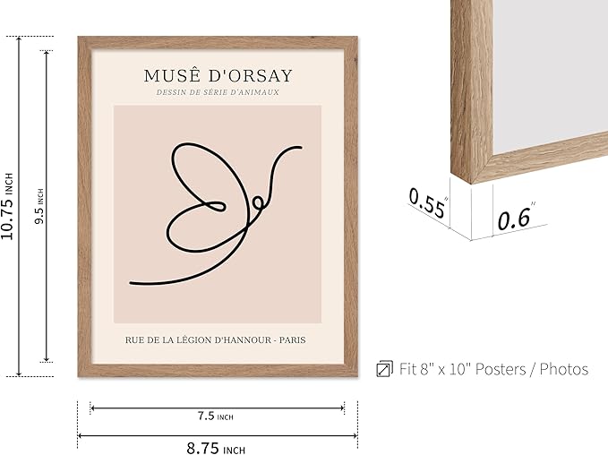 Poster Master Vintage Poster - Retro One Line Butterfly Drawing Print - Butterfly Line Art - Minimal Gift for Him, Her, Animal Lover - Abstract Decor for Home, Office, 8x10 Beige Framed-Ruum Studio Home