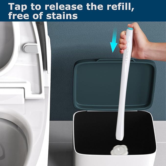 Disposable Toilet Brush: Toilet Bowl Brush and Holder Set with 40 Wand Refills, Upgraded Handle, 2X Cleaners, Toilet Cleaning System with Storage Caddy for Sink, Bathtub, Floor, Drain (Green)-Ruum Studio Home