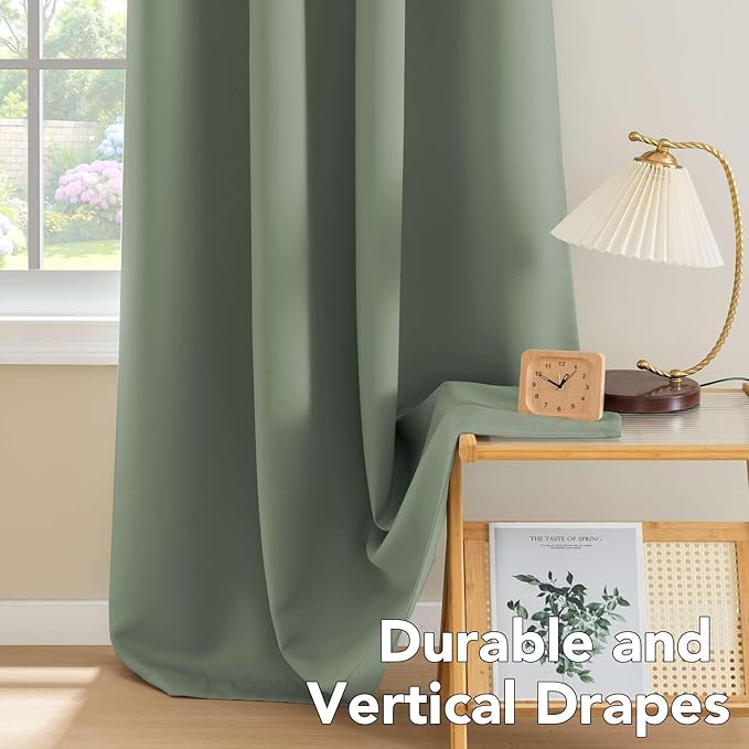 H.VERSAILTEX Room Darkening Curtains for Living Room Light Reducing Thermal Insulated Window Treatment Panels/Drapes Grommet Top 2 Panels Green Bay - 52 x 84 Inches-Ruum Studio Home