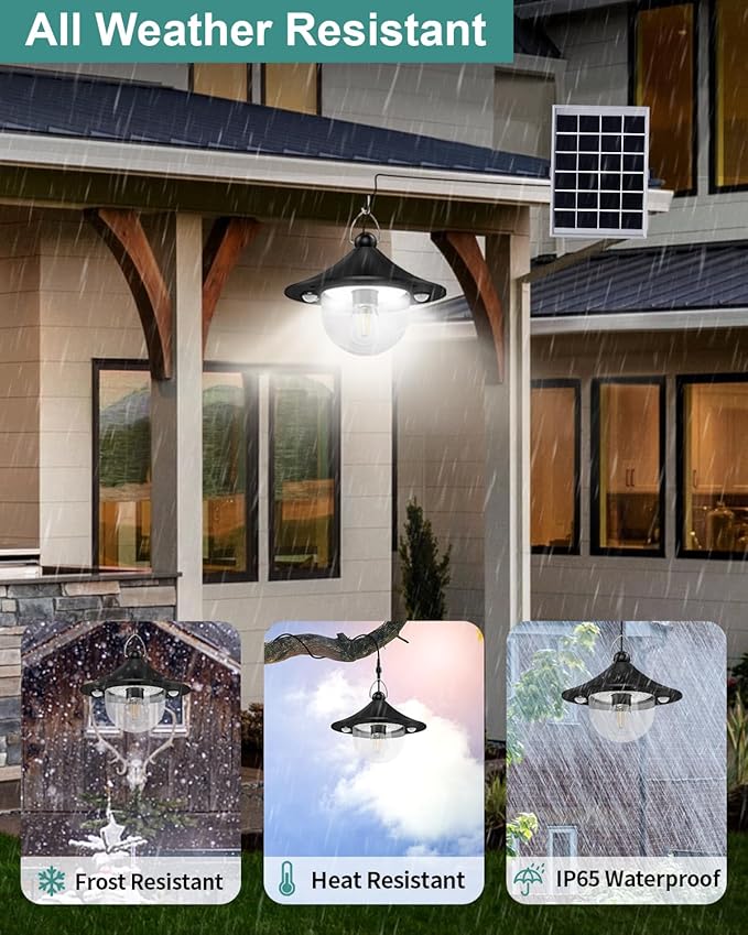 Solar Shed Light Outdoor Indoor 3000LM Solar Lights Daytime Available with Remote Control, Double Motion Sensor & 5 Lighting Modes, Solar Indoor Lights for Gazebo, Shed, Garage, Barn-Ruum Studio Home