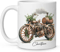 Customized Steampunk Motorcycle Mug With Vintage Design, Personalized Choose Name Coffee Cup 11oz Or 15oz, Custom Steampunk Mug, Unique Steam Engine White Ceramic Mug, Gift For Dad-Ruum Studio Home