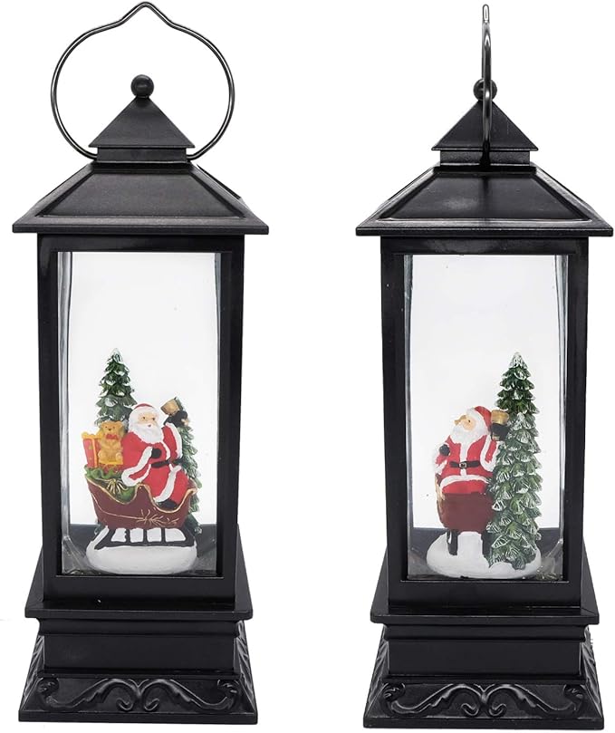 Eldnacele Singing Battery Operated & Plug-in Musical Lighted Christmas Snow Spinning Water Glittering Snow Globe Lantern Home Decoration and Gift, Santa Claus-Ruum Studio Home